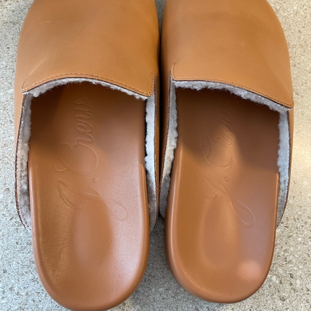 J.Crew Tan Leather Slip on slides